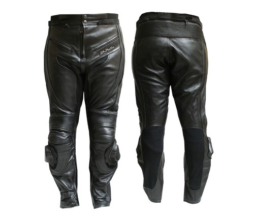PANTALONI MOTO PELLE NERO PROTEZIONI-CE-9200 | eBay