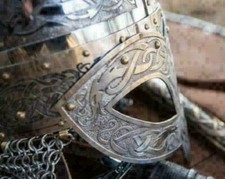 Mittelalterlicher winger Vendel 16 Gage Stahl geätzter Helm mit Kettenhemd Helm