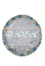 18’’ BLUE HELIUM FOIL BALLOON REMEMBRANCE LOVING MEMORY FUNERAL DEATH GRANDAD