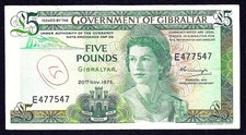 Gibraltar 5 Pounds 1975  P-21a 