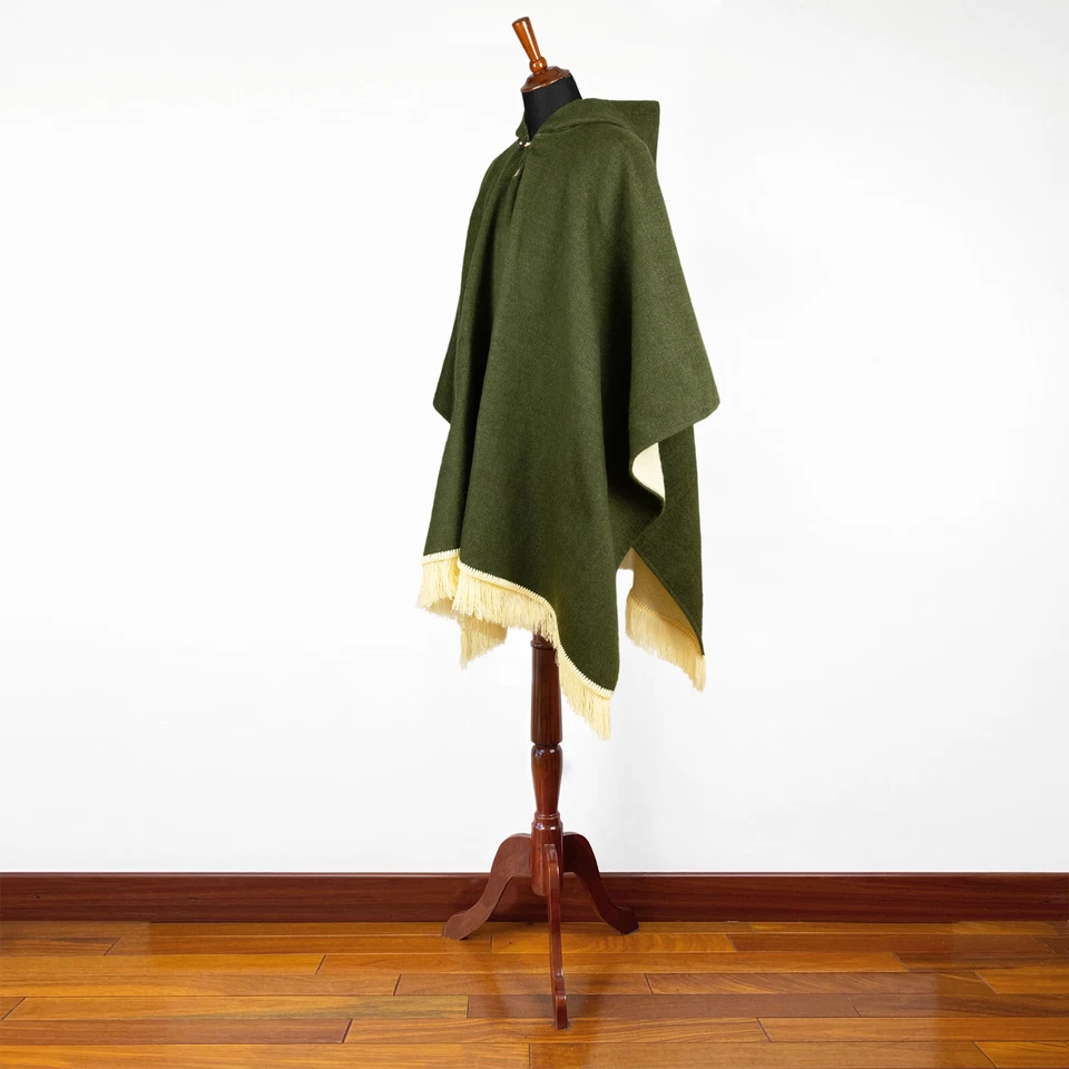 LUXURIOUS ALPACA BLEND PONCHO | HOODED | SOFT&WARM | UNISEX | SOLID OLIVE GREEN - Image 4 of 4