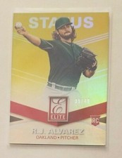 R.J. Alvarez (A's) 2015 Elite baseball ROOKIE card STATUS GOLD (only 49 made)