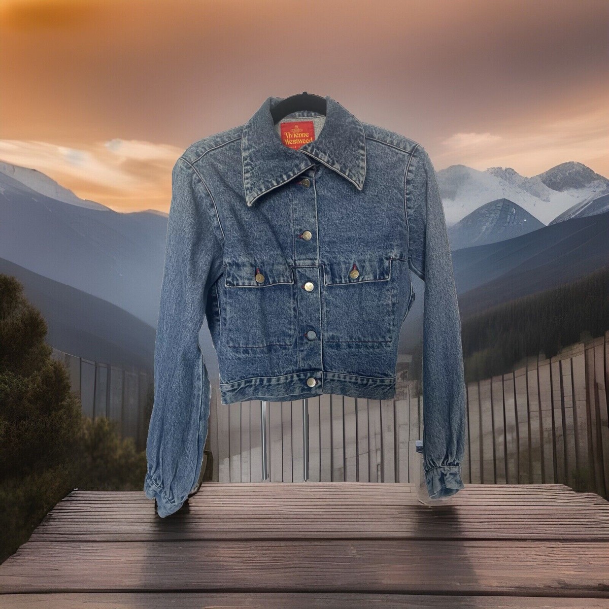 Vivienne Westwood Made In Italy Size 42 Denim Jacket Rare Indigo