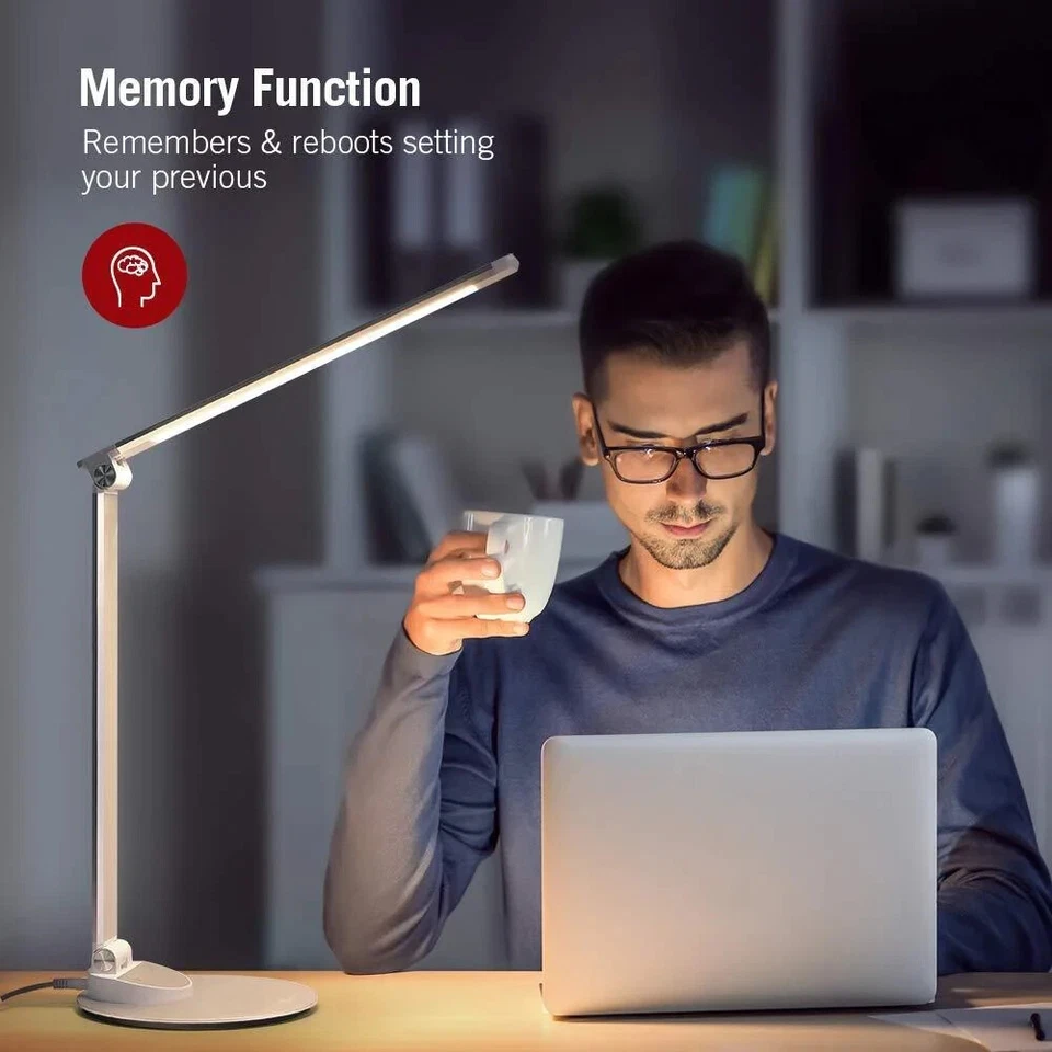 TT-DL19 LED Schreibtischlampe 5 Helligkeitsstufen - 5 Farbtemperaturen SILBER - Bild 2 von 4