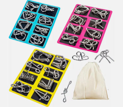 Metal Wire Puzzle Set of 24 with Pouch Brain Teaser IQ Test for Party Kid Adults