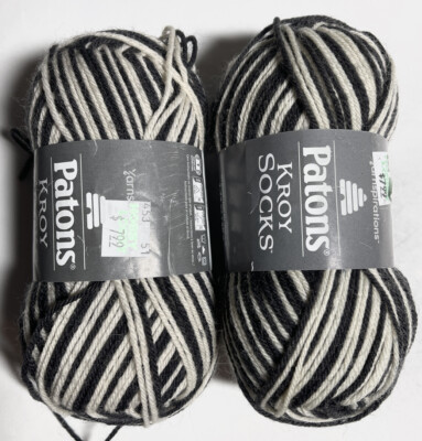 PATONS KROY SOCKS 2pk ZEBRA STRIPES . 2 Balls Make A Pair. I Combine Ship.