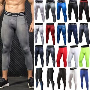 Men Compression Base Layer Leggings Fitness Gym Sports Workout Pants Bottoms US