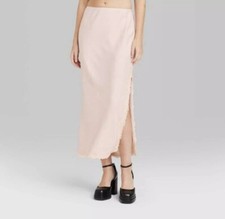 Wild Fable Lace-Trim Midi Skirt size L large - Light Pink - NEW