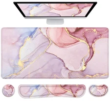 Desk Mat Mouse Pad with Wrist Rest 4 in 1 Large Ergonomic Gaming Office Kit