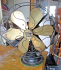 Antique Robbins & Myers model 2400 6 Blade Brass Table Fan 14" Cage 18" tall