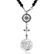 Cross Hanging Car Rear View Mirror Ornament Psalm 9111 Christian Car Decor