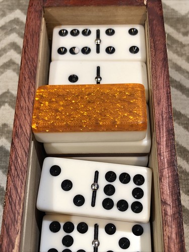 SELTENE COHIBA ZIGARRENFÖRMIGE HOLZKISTE mit DOMINOES GLITZER SET 13 1/2" L - Bild 6 von 6