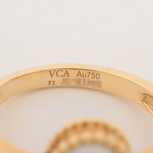 Van Cleef & Arpels Vintage Alhambra shells diamond Ring 750(YG) 6.6g 51 - Picture 3 of 4
