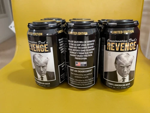 6-Pak Trump 12oz Beer Cans Revenge Mug Shot EMPTY Shipping within USA