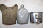 US Military Issue WW2 1918 Metal Water Canteen 1941 Canvas Pouch and Cup  JC11