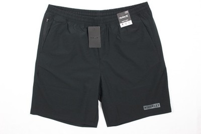 Hurley Men's Exist Block Logo Warm Up 7.5'' Shorts Gym Training Black Unlined