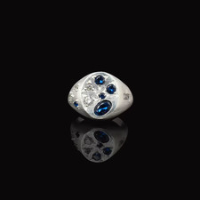 Handmade Blue Sapphire Signet Ring 925 Sterling Silver Mens Engagement Band Ring