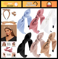 Cute Bow Headbands for Women - 6Pcs Knotted Top Knot Hair Accessories, Wide Band