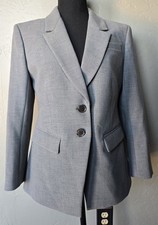 J CREW CARREMAN Women Peak Lapel Gray Blazer Suit 4P 4 P Petite Career XS Office