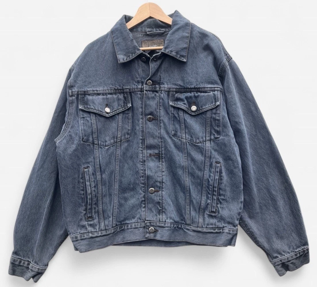 Wrangler Hero Men’s Blue Grey Denim Jacket Trucker Chore Utility - Large
Opens in a new window or ta