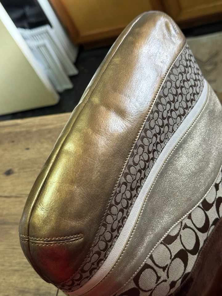 复古正品蔻驰拼布签名皮革帆布流浪汉单肩包钱包 — 第 4/4 张图片