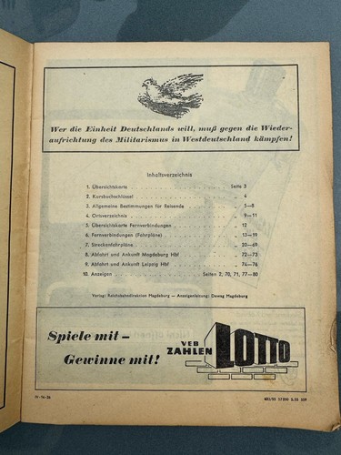 Taschenfahrplan Reichsbahndirektion Magdeburg Sommer 1955 - Bild 3 von 9