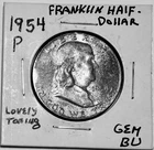 1954 Franklin Half Dollar Gem BU Toning on Front