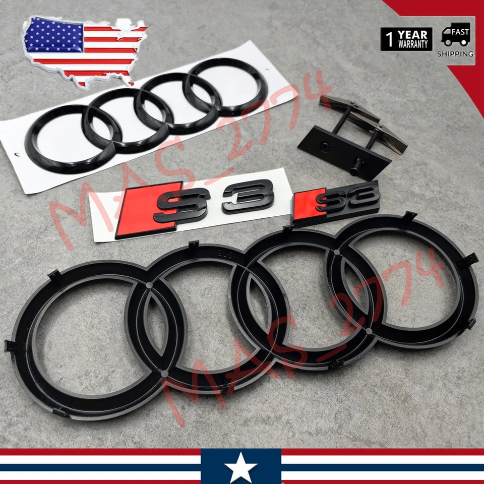 4 шт черных передних колец S3 273 мм 192 мм с эмблемой задней решетки багажника - Изображение 3 из 4