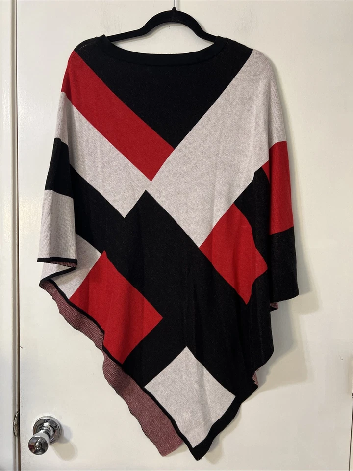 New York & Company Womens Cotton Blend Poncho Wrap Shawl Sweater Large - Image 3 of 4