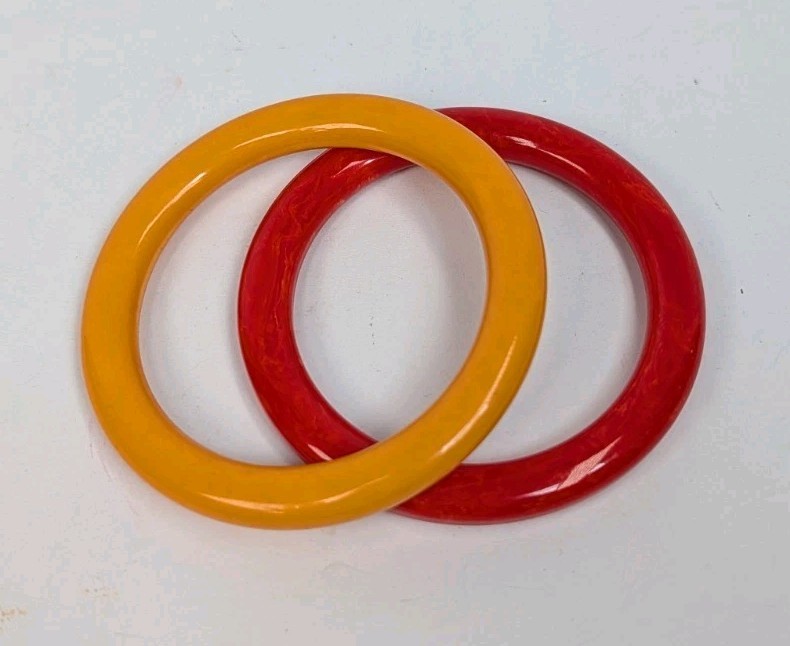 2 Vintage MCM Marbled Bakelite Stackable Bangle B… - image 4