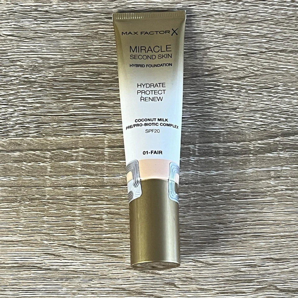 MAX FACTOR MIRACLE SECOND SKIN HYBRID FOUNDATION SPF 20 - Fair No 01 - Image 2 of 4