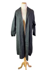 Vintage 40s Cee-Dee Trademark Open-Front Swing Coat Long Black Pockets Flaws