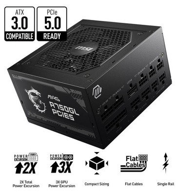 MSI MAG A750GL PCIE 5 750W ATX 3.1 Full Modular 80 Plus Gold Gaming Power Supply