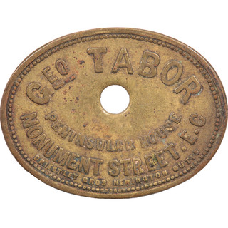 GEORGE TABOR PENINSULAR HOUSE ONE 1 SHILLING BILLINGSGATE MARKET TOKEN