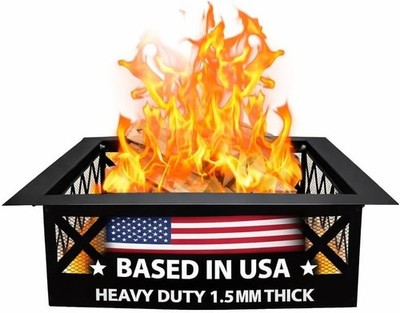 FEBTECH 36 Inch Portable Fire Pit Ring Square with Crossweave Design