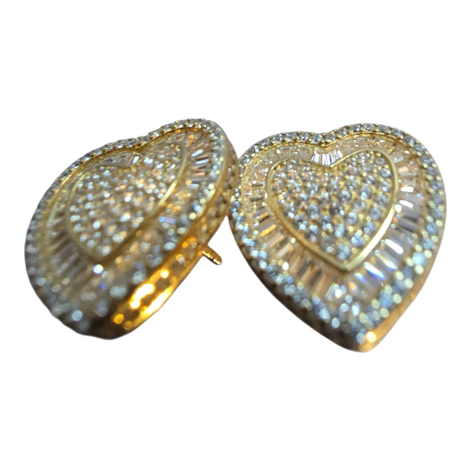 Aretes De Plata925 En Forma De Corazón Color Oro - Image 3 of 4