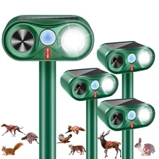 4PACK Solar Ultrasonic Animal Repellent Outdoor,2025 Deer Repellent Devices w...