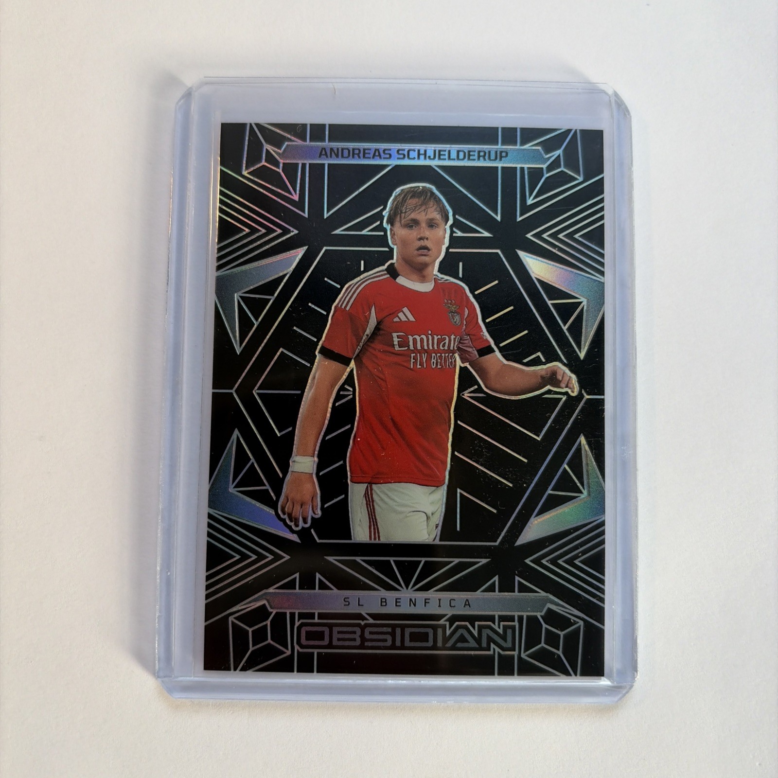 2025-26 Panini Obsidian Soccer Andreas Schjelderup Black Insert #D064/169 view 2
