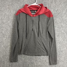 Free People Movement Hoodie 1/2 Zip Womens size L Gray Red Run Walk Outdoors