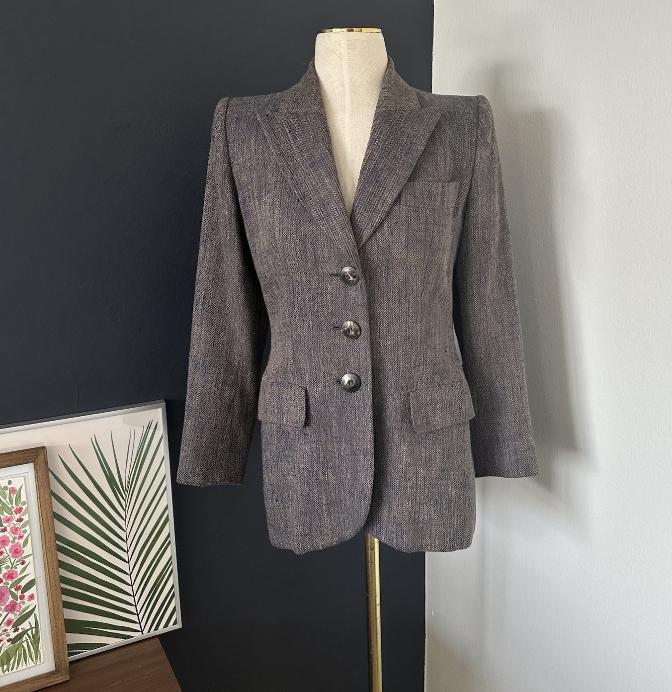 Giacca blazer vintage YSL Yves Saint Laurent lino seta manica 3 4 36 US 4 RARA