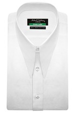 Men's Grooms Wedding Shirt 1970s Vintage Dress White Spear Dagger Point Collar