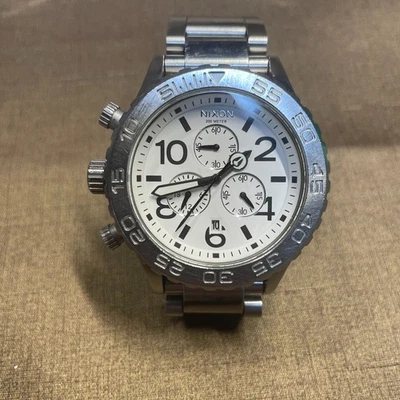 NIXON 42-20 HERREN DAMEN CHRONO UHR 42MM SILBER WEISS H097 - Bild 1 von 4