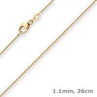 1,1Mm Rund-Ankerkette Kette Collier Aus 375 Gold Gelbgold 36Cm Mit ZwischenöSe