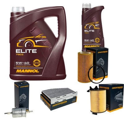 DENCKERMANN Inspektionspaket MANNOL Elite 5W-40 6L für Audi A3 Sportback 2.0
