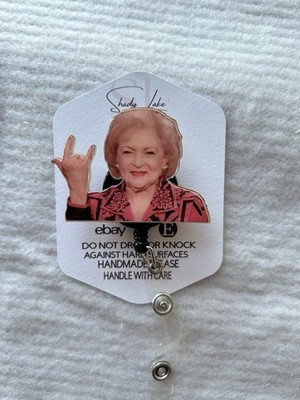 Betty White Retractable Name Badge Reel ID Card Holder Name Tag Holder
