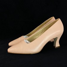Vintage 1990s dusty pink leather heels 7.5 NINE WEST shoes slip on pumps dress