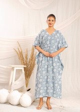 Hand Block Printed Kaftan Lightweight Cotton Maternity Wear Free Size Dress