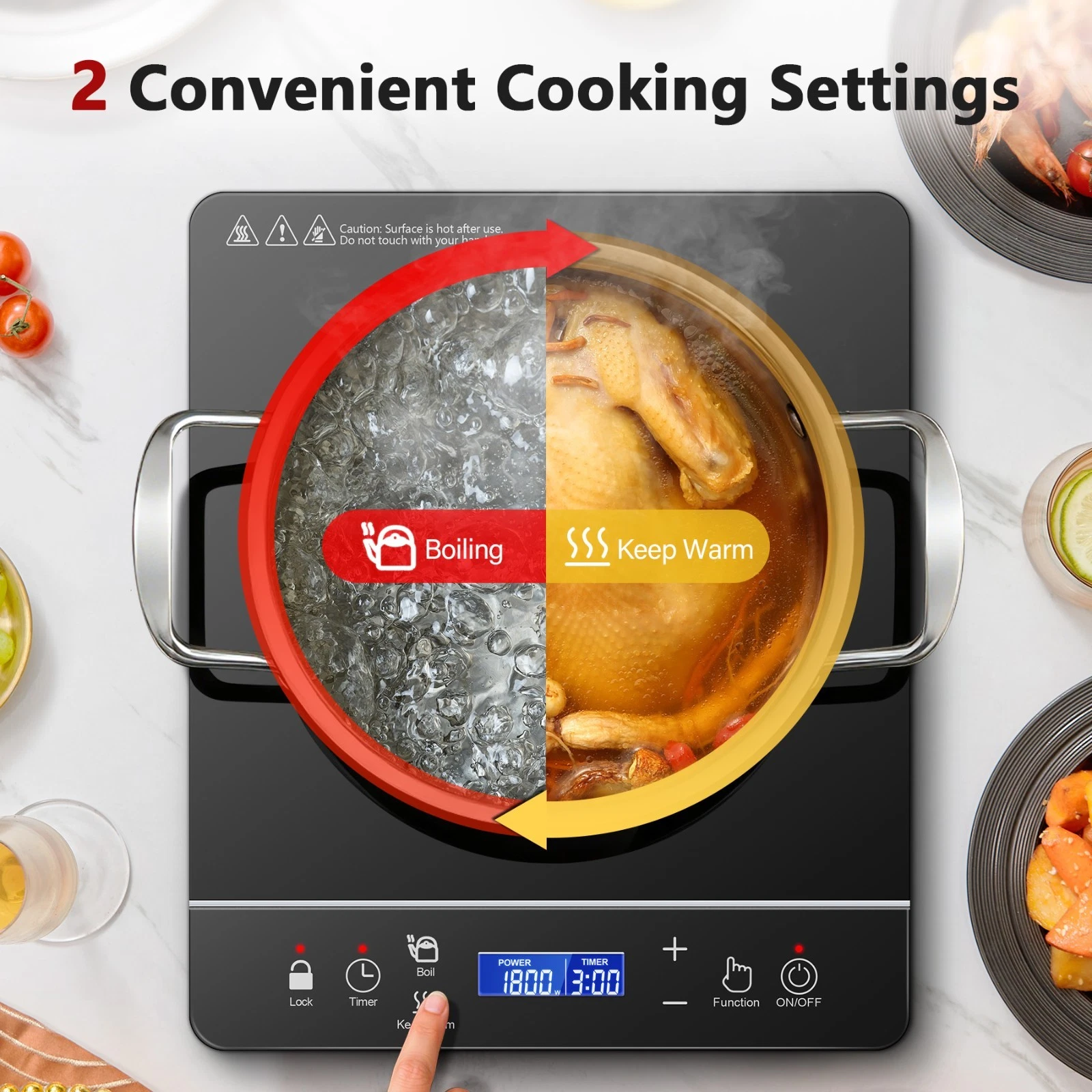 Portable Induction Cooktop 1 Burner-1800W Sensor Touch Control,Auto Shutoff
Opens in a new window or