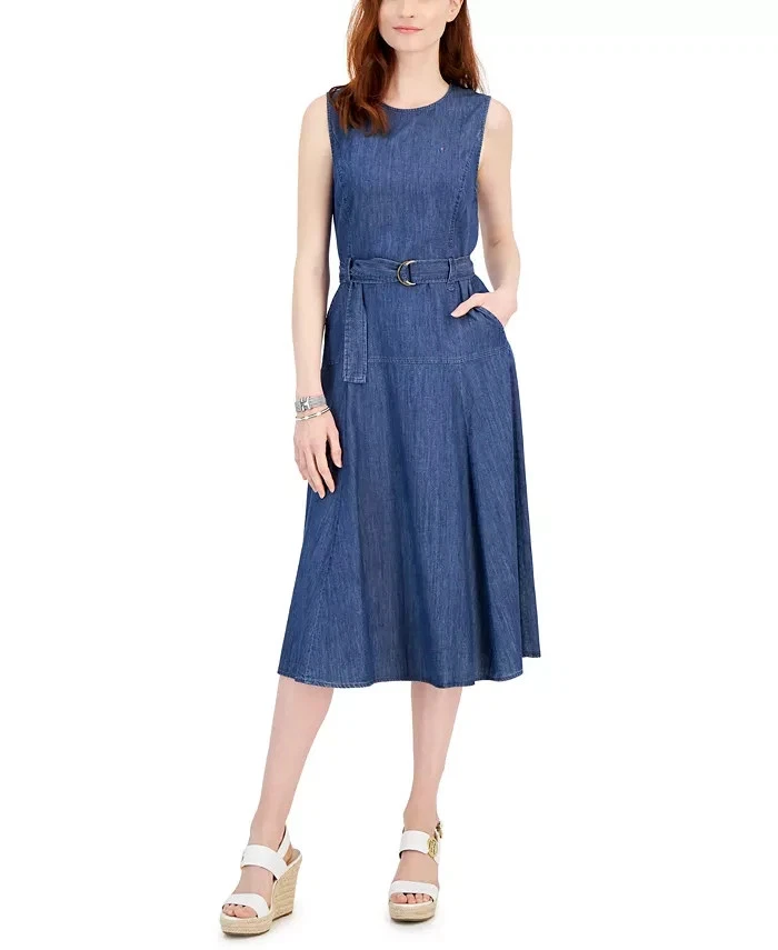 tommy hilfiger denim midi dress Tommy Hilfiger Women's Blue Denim