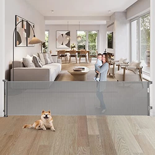 WOMHOM 80" Extra Large Retractable Baby Gates Extra Wide SH20.007 - GRAY